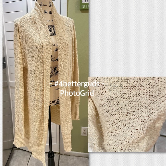 BCBGMaxAzria “Bonnie” Knit Cotton Slouchy Oversized Open Cardigan Sz Tall M L - Picture 7 of 16